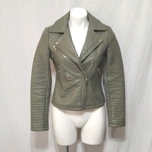 Cotton On Thick Faux Leather Moto Jacket Cropped Quilted Outerwear Sz4 Edgy Glam